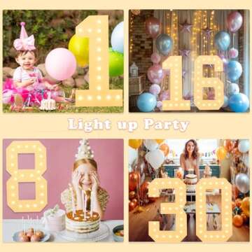 LOBOOM 3FT Light Up Numbers, White Giant Marquee Number Mosaic Number for 16th Birthday Backdrop Anniversary Decorations Large Numbers for Party Wedding Decor, Pre-Cut Foam Frame Number 16