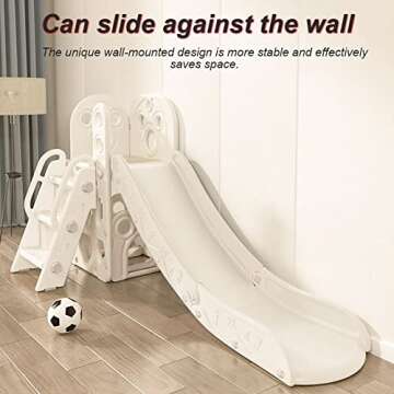 monleelnom Children's Slide with Basketball Hoop & Storage Space for Ages 1-12