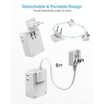 Kakyanill European Travel Plug Adapter with USB Ports