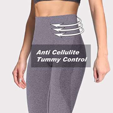 Aoxjox Workout Seamless Leggings for Women Smile Contour High Waisted Gym Yoga Pants Tights 26” (Grey Marl, Medium)