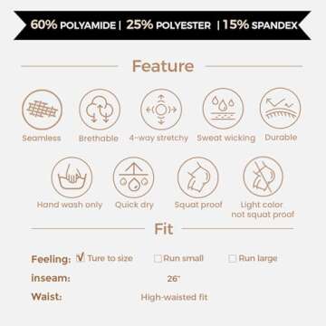 Aoxjox Workout Seamless Leggings for Women Smile Contour High Waisted Gym Yoga Pants Tights 26” (Grey Marl, Medium)