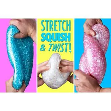 Giant Ice Stress Ball - Super Size Stress Fidget Toy Filled with Bingsu Beads - Shiny, Crystal Beads Look Just Like Shaved Ice! - Comes in 3 Soft Colors - Assorted ea Blue, White, & Pink!