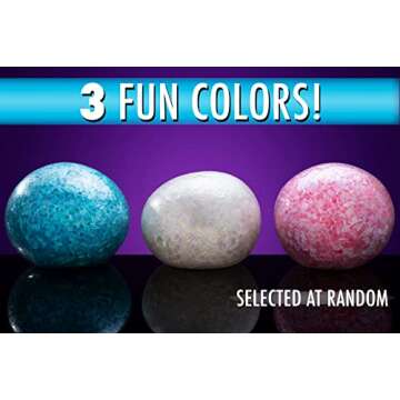 Giant Ice Stress Ball - Super Size Stress Fidget Toy Filled with Bingsu Beads - Shiny, Crystal Beads Look Just Like Shaved Ice! - Comes in 3 Soft Colors - Assorted ea Blue, White, & Pink!