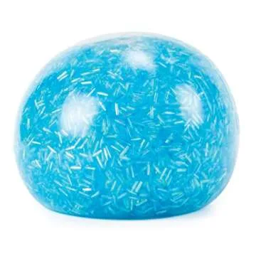 Giant Ice Stress Ball - Super Size Stress Fidget Toy Filled with Bingsu Beads - Shiny, Crystal Beads Look Just Like Shaved Ice! - Comes in 3 Soft Colors - Assorted ea Blue, White, & Pink!
