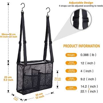 GGMOVE Hanging Mesh Shower Caddy College with Hooks, Bath Baskets Organizer Storage with 4 Pockets for College Dorm Rooms, Gym, Swimming and Travel (Black)