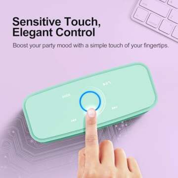 DOSS SoundBox Touch Wireless Bluetooth Speaker with 12W HD Sound and Bass, IPX5 Water-Resistant, 20H Playtime, Handsfree, Portable for Office, Home, Outdoor, Travel-Green