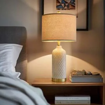 G-SAFAVA 24.25" Table Lamps Set of 2 Modern Ceramic Lamps for Living Room Bedside Lamps Gold Lamps for Night Stands Boho Bedroom Lamps Farmhouse Side Table Lamps End Table Lamps