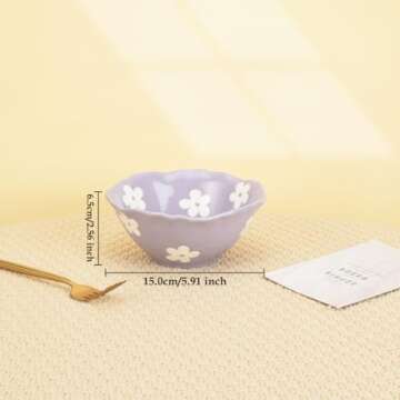 Koythin Ceramic Cute Bowl, Creative Soup Bowls, Flower Bowl for Kitchen Cereal Oatmeal Salad, Aesthe...
