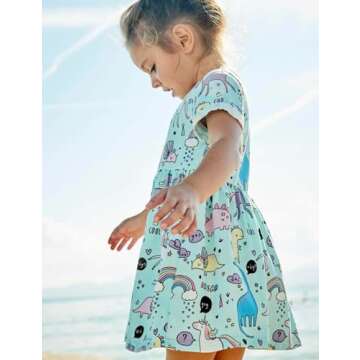 Toddler Girl's Dinosaur Summer Dresses - Adorable Cotton Outfits