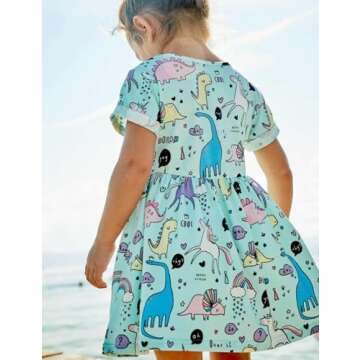 Toddler Girl's Dinosaur Summer Dresses - Adorable Cotton Outfits
