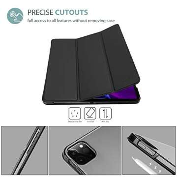 ProCase Smart Case for iPad Pro 12.9 2022/2021/2020/2018, Slim Stand Hard Back Shell Smart Cover for iPad Pro 12.9" 6th Gen/5th Gen/4th Gen/3rd Gen -Black