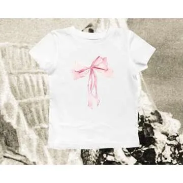 Trendy Graphic Crop Top for Teen Girls with Bow Print