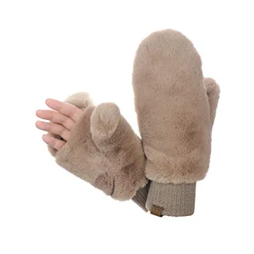 Warm Faux Fur Fingerless Mittens - Stylish & Cozy
