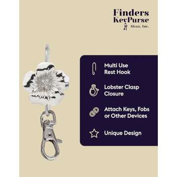 Finders Key Purse - Women’s Key Chain, Key Holder, Keychain Accessories, Key Ring, Cute Keychain, Keychain, Silver Floral