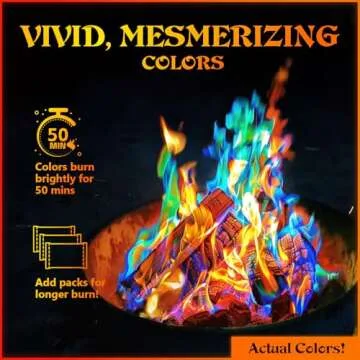 MEKER Fire Color Changing Packets - Fire Pit, Campfires, Outdoor Fireplaces, Bonfire - Magic Colorful Changing Fire - Perfect Fire Camping Accessories for Kids & Adults (12 Pack)