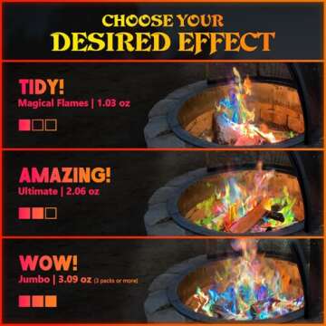 MEKER Fire Color Changing Packets - Fire Pit, Campfires, Outdoor Fireplaces, Bonfire - Magic Colorful Changing Fire - Perfect Fire Camping Accessories for Kids & Adults (12 Pack)