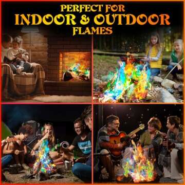 MEKER Fire Color Changing Packets - Fire Pit, Campfires, Outdoor Fireplaces, Bonfire - Magic Colorful Changing Fire - Perfect Fire Camping Accessories for Kids & Adults (12 Pack)