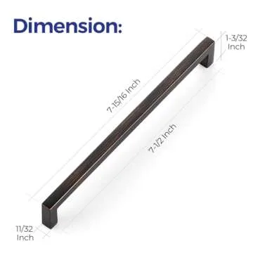 Ravinte 25 Pack Solid 7-1/2 Inch Oil-Rubbed Bronze Solid Kitchen Slim Square Cabinet Handles Cabinet Pulls Drawer Pulls Kitchen Cabinet Hardware Kitchen Handles (9mm Width)