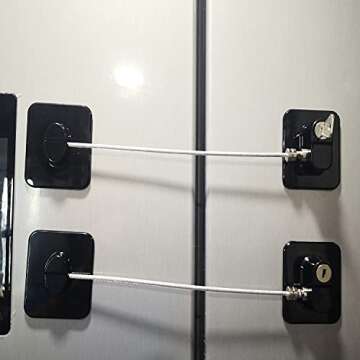 YEYA Refrigerator Lock, Baby Proof Cabinet Locks with Keys, Safety Cabinets Locks for Toddler 4 Pack