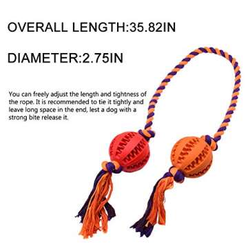 viewm 2 Dogs Durable Chew Toys Ball for Aggressive Chewers Tug of War Interactive Indestructible Dog...