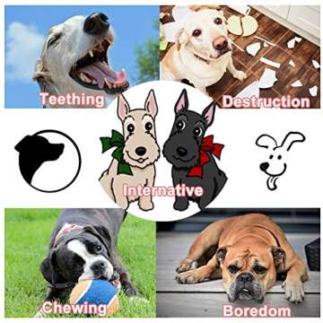 viewm 2 Dogs Durable Chew Toys Ball for Aggressive Chewers Tug of War Interactive Indestructible Dog Toys for Small Medium Large Dogs Puppies Teething Tough Puzzle Rope Toys, Orange & Red