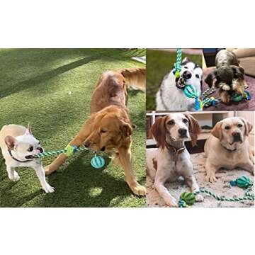viewm 2 Dogs Durable Chew Toys Ball for Aggressive Chewers Tug of War Interactive Indestructible Dog Toys for Small Medium Large Dogs Puppies Teething Tough Puzzle Rope Toys, Orange & Red