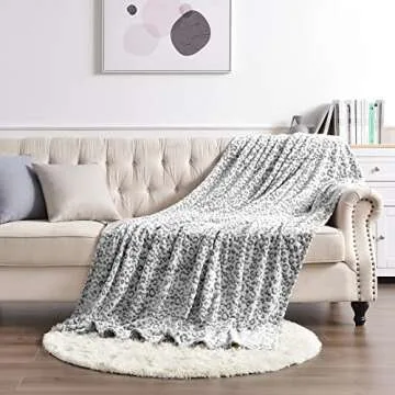 PLEASANT BOULEVARD | Leopard Throw Blanket Fleece, Premium Lightweight Cozy Warm Plush Microfiber Bedspread for Couch Sofa and Bed (Gray, King (108 x 90 inches))