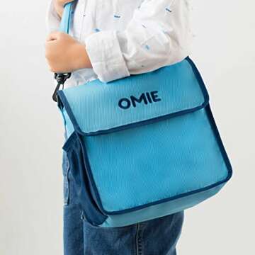 Omie OmieBox Lunch Bag - Washable, Foldable, Durable, WaterResistant Fabric with Interior Pocket and External Bottle Holder.