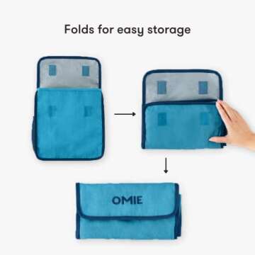 Omie OmieBox Lunch Bag - Washable, Foldable, Durable, WaterResistant Fabric with Interior Pocket and External Bottle Holder.