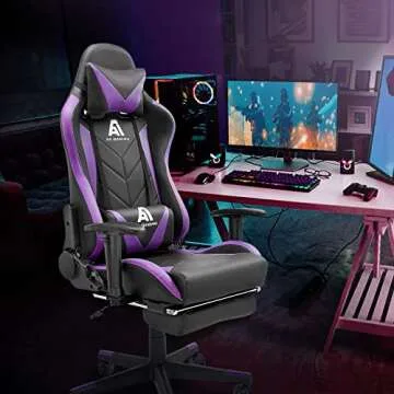 AA Products Gaming Chair High Back Ergonomic Computer Racing Chair Adjustable Gamer Chair with Footrest, Lumbar Support Swivel Chair – BlackPurple