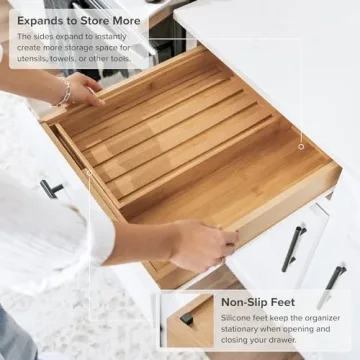 KitchenEdge Bamboo Spice Drawer Organizer for Efficient Storage