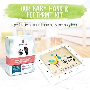 Baby Inkless Footprint & Handprint Kit with 4 Extra Large Ink Pads and 8 Imprint Cards by KiddyB, Perfect Baby Shower Registry Gift for Boys and Girls Photo or Picture Frames