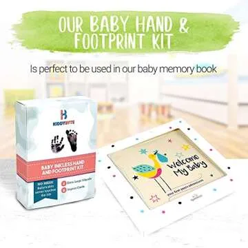 Baby Inkless Footprint & Handprint Kit with 4 Extra Large Ink Pads and 8 Imprint Cards by KiddyB, Perfect Baby Shower Registry Gift for Boys and Girls Photo or Picture Frames