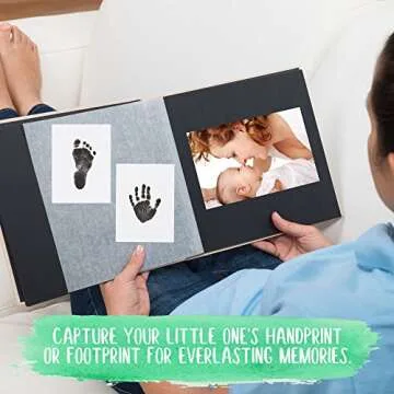 Baby Inkless Footprint & Handprint Kit with 4 Extra Large Ink Pads and 8 Imprint Cards by KiddyB, Perfect Baby Shower Registry Gift for Boys and Girls Photo or Picture Frames