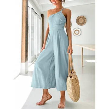 Chic ANRABESS Summer One Shoulder Jumpsuit for Women