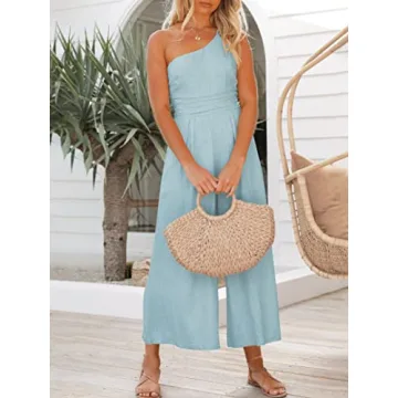 Chic ANRABESS Summer One Shoulder Jumpsuit for Women