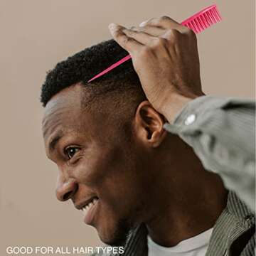 Allegro Combs 60 Parting Three Row Combs Salon Hairstylist Hairdresser Detangle Combs For Natural Hair And Wigs For Curly Hair Made In The Usa 2 Pcs. (Pink)