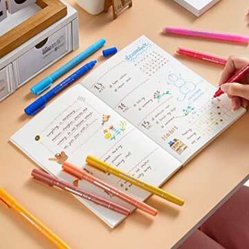 AOROKI 10 Colors Dual Tip Highlighter Pens for Kids