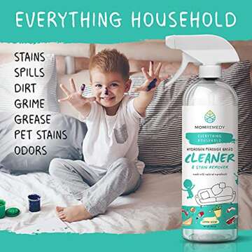 MOMREMEDY Hydrogen Peroxide Cleaner | Spray and Wipe Bundle | All Purpose Stain Remover and Cleaner | Safe on Fabrics and All Surfaces | Natural Cleaning Product | 4 Pack