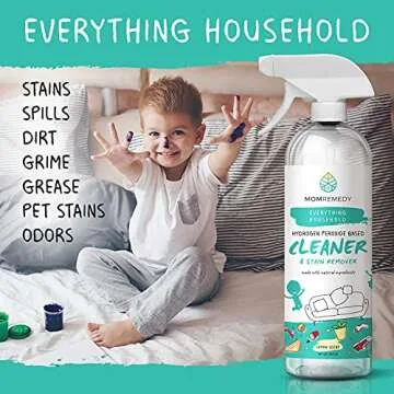 MOMREMEDY Hydrogen Peroxide Cleaner | Spray and Wipe Bundle | All Purpose Stain Remover and Cleaner | Safe on Fabrics and All Surfaces | Natural Cleaning Product | 4 Pack