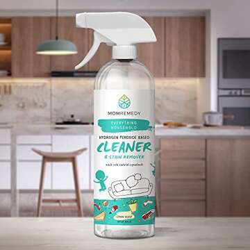 MOMREMEDY Hydrogen Peroxide Cleaner | Spray and Wipe Bundle | All Purpose Stain Remover and Cleaner | Safe on Fabrics and All Surfaces | Natural Cleaning Product | 4 Pack