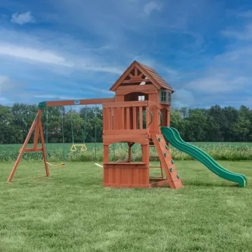 Atlantis All Cedar Swing Set for Kids Outdoor Play