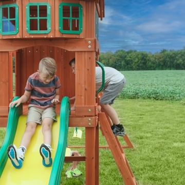 Atlantis All Cedar Swing Set for Kids Outdoor Play