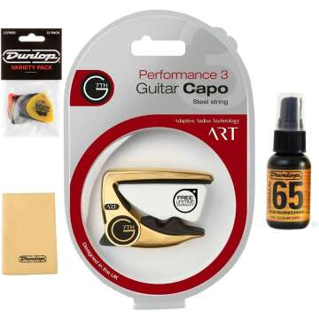 G7th Performance 3 Capo with Gold Finish & Picks