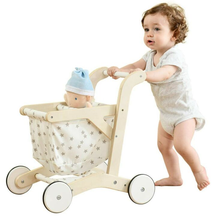 Wooden Baby Push Walker Doll Stroller and Toy