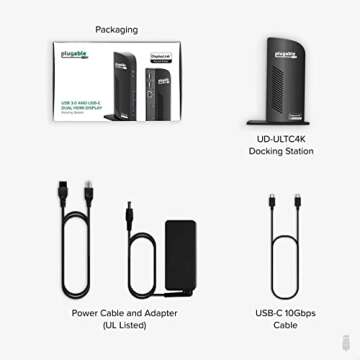 Plugable 4K Docking Station Triple Monitor with 100W Power Delivery, USB-C Dock for Thunderbolt and USB-C Windows and Mac M1 M2 M3, Driver Required (3X HDMI, DisplayPort, 1x USB-C, USB 3.0, SD Card)