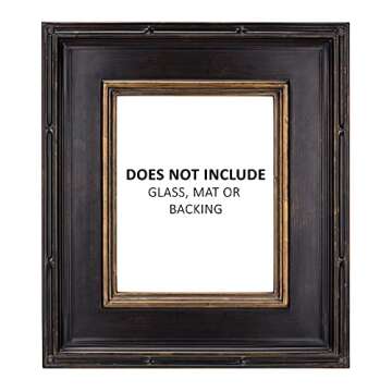 Museum Plein Aire Ornate Picture Frame - 20x24, Antique Black W/Gold Oil Painting Frames | Hand Leaf...