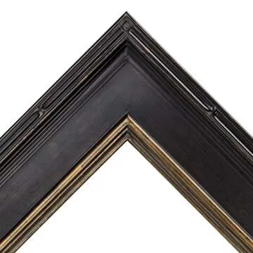 Museum Plein Aire Ornate Picture Frame - 20x24, Antique Black W/Gold Oil Painting Frames | Hand Leafed High-End Antique Style Frames | Open Back Frames with No Glass or Backing