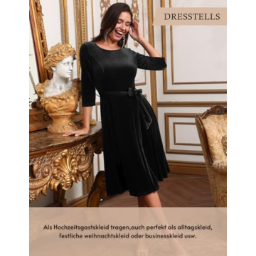 DRESSTELLS Black Velvet Dress for Women | Holiday Cocktail Dress