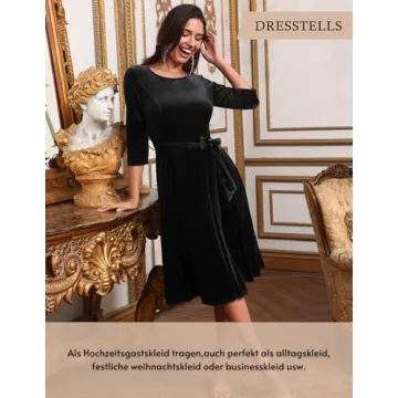 DRESSTELLS Black Velvet Dress for Women | Holiday Cocktail Dress